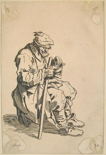 Les Gueux : Le Gueux assis et mangeant.