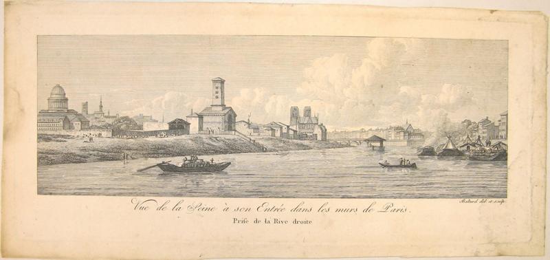 Vue de la Seine à son entrée dans les murs de Paris, prise de la rive droite