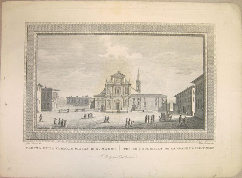 Veduta della chiesa, e piazza di San Marco - Vue de l'église, et de la place Saint Marc