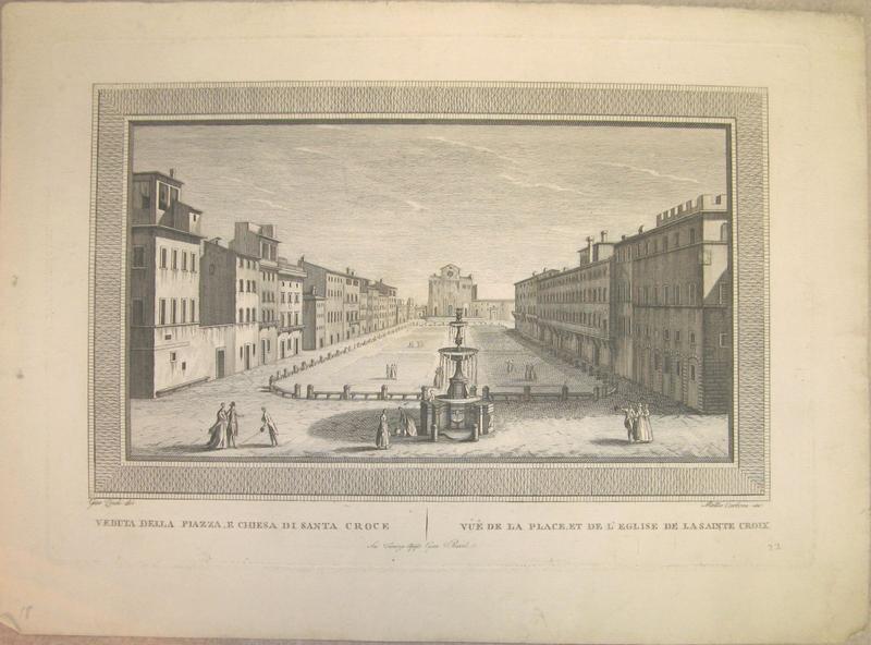 Veduta della piazza, e chiesa di Santa Croce - Vue de la Place, et de l'église de la Sainte Croix