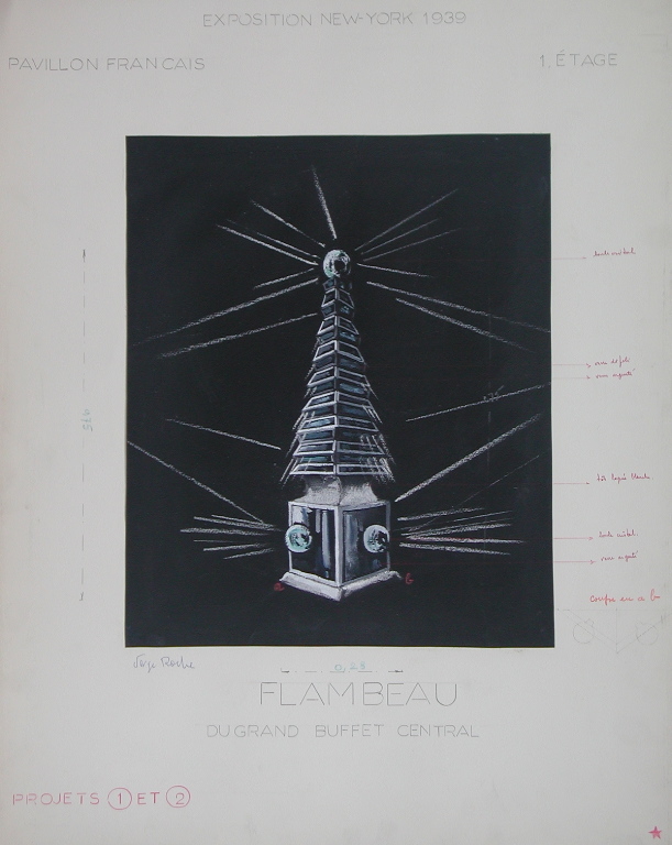 EXPOSITION NEW YORK 1939 / PAVILLON FRANCAIS / 1 ETAGE / FLAMBEAU / DU GRAND BUFFET CENTRAL / PROJETS 1 ET 2 (titre inscrit)