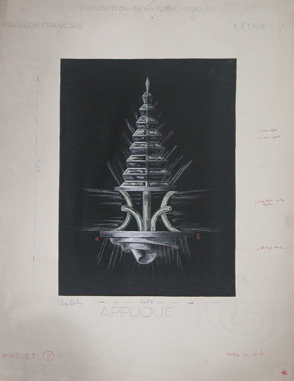 EXPOSITION NEW YORK 1939 / PAVILLON FRANCAIS / 1 ETAGE / APPLIQUE / PROJET 2 (titre inscrit)