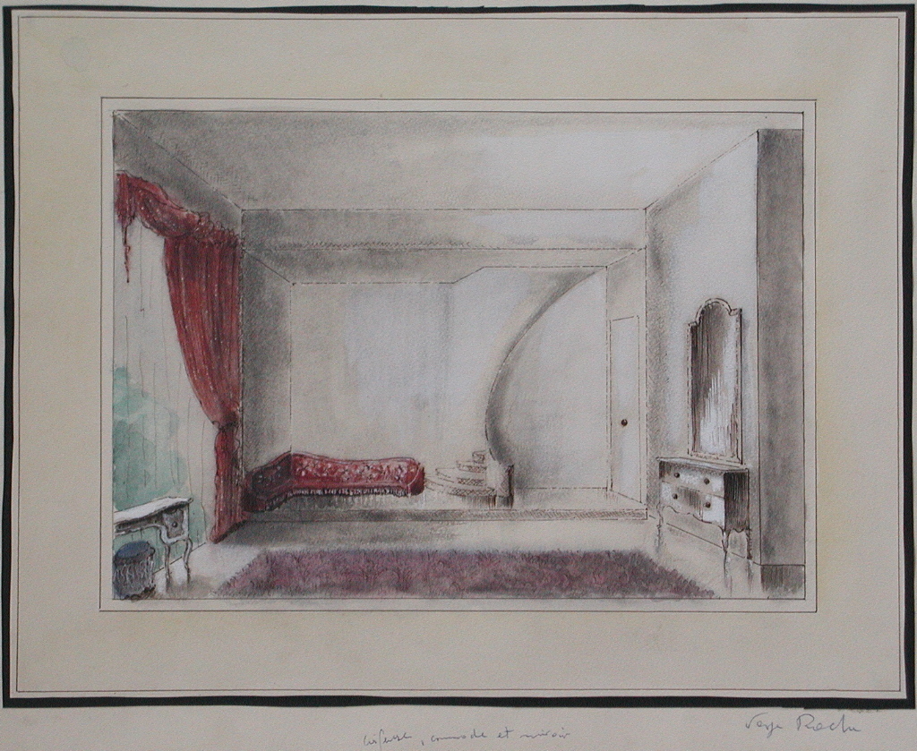 Coiffeuse, commode et miroir (titre inscrit)