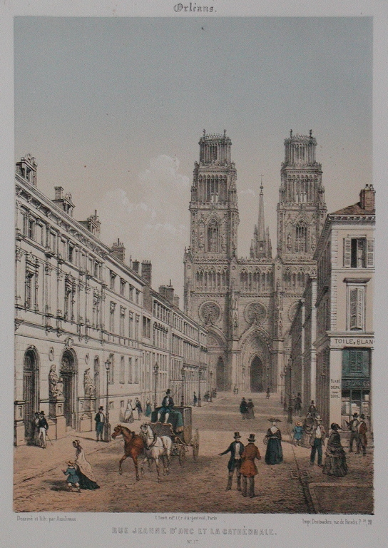 Orléans . / Rue Jeanne d’Arc et la cathédrale / N°17 (titre inscrit)