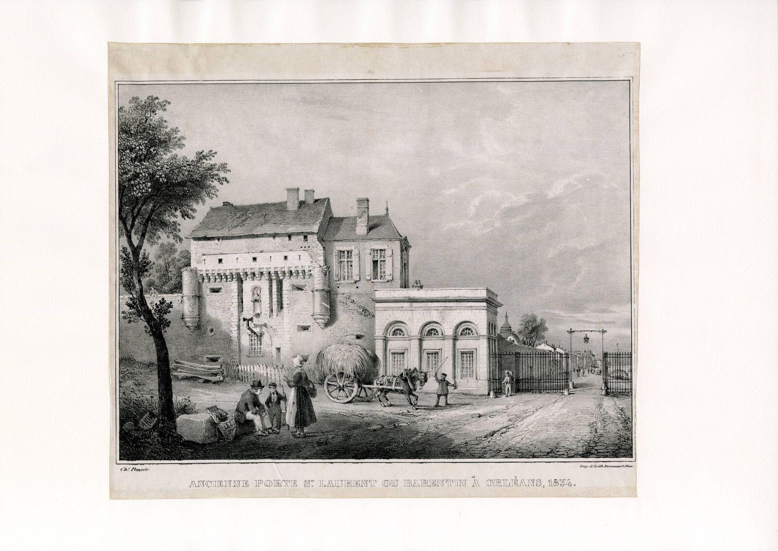 Ancienne porte St. Laurent ou Barentin à Orléans, 1834. (titre inscrit)