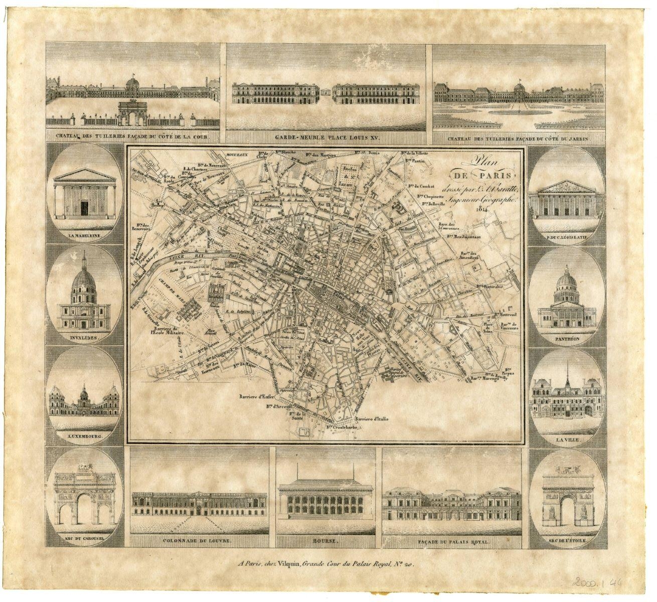 Plan / DE PARIS / Dressé par M. Baratte / Ingénieur Géographe / 1814 (titre inscrit)