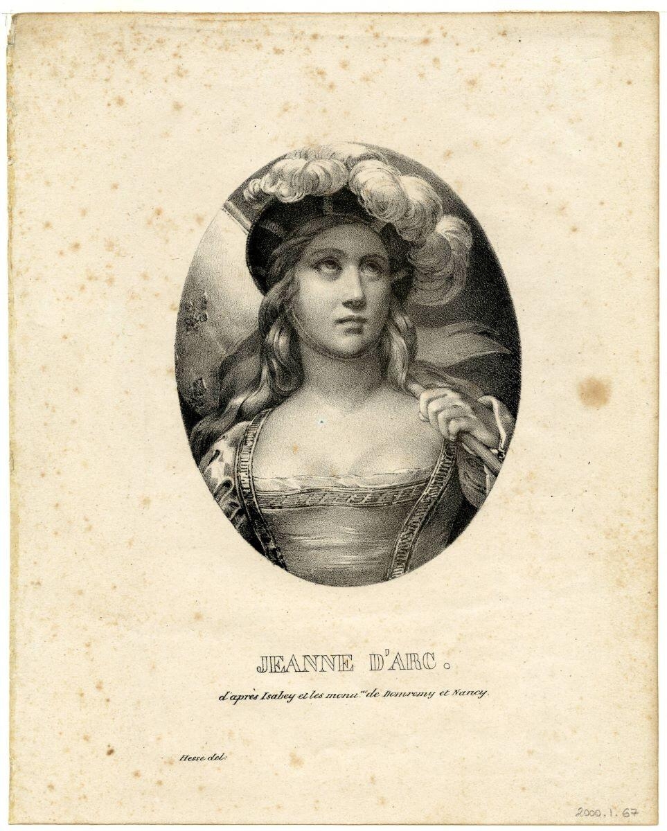Jeanne d’Arc / d’après Isabey et  les monuments de Domremy et de Nancy (titre inscrit)