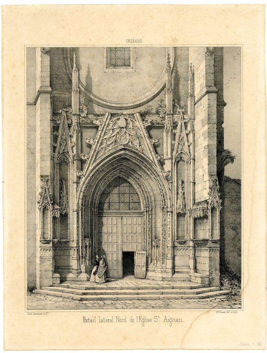ORLEANS. / Portail latéral Nord de l’église St. Aignan. (titre inscrit)