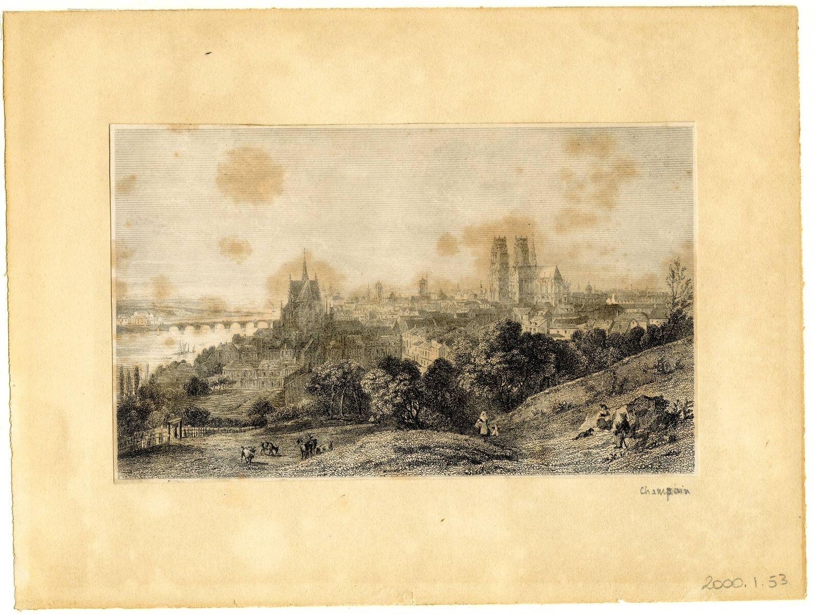 Vue d’Orléans et de la Loire depuis Lamotte Sanguin  (titre factice)