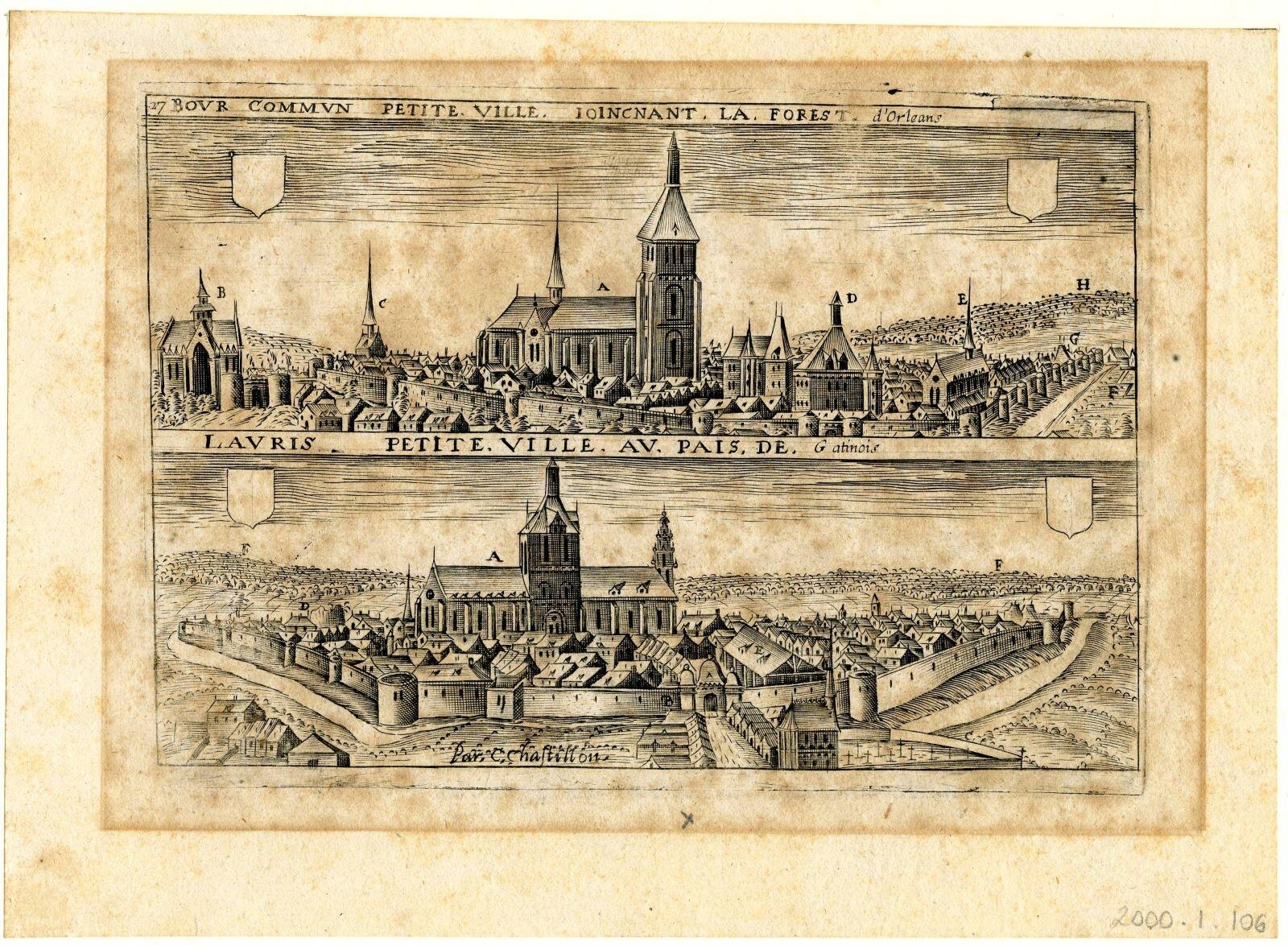 Bour commun petite. ville. Ioincnant la forest d’Orléans / Lauris petite ville av. pais de Gatinois (titre inscrit)