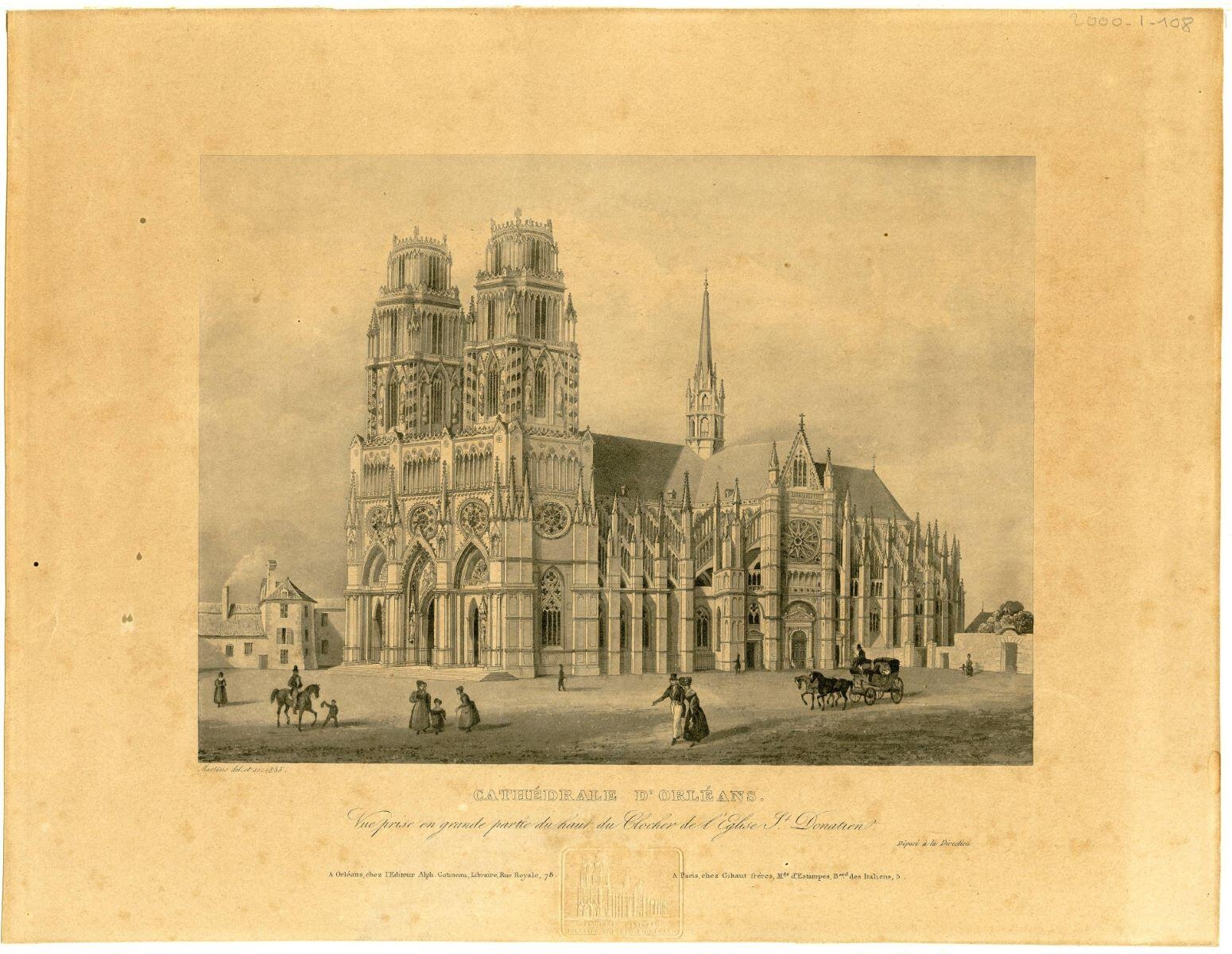 Cathédrale d’Orléans. / Vue prise en grande partie du haut du Clocher de l’Eglise Saint Donatien. (titre inscrit)