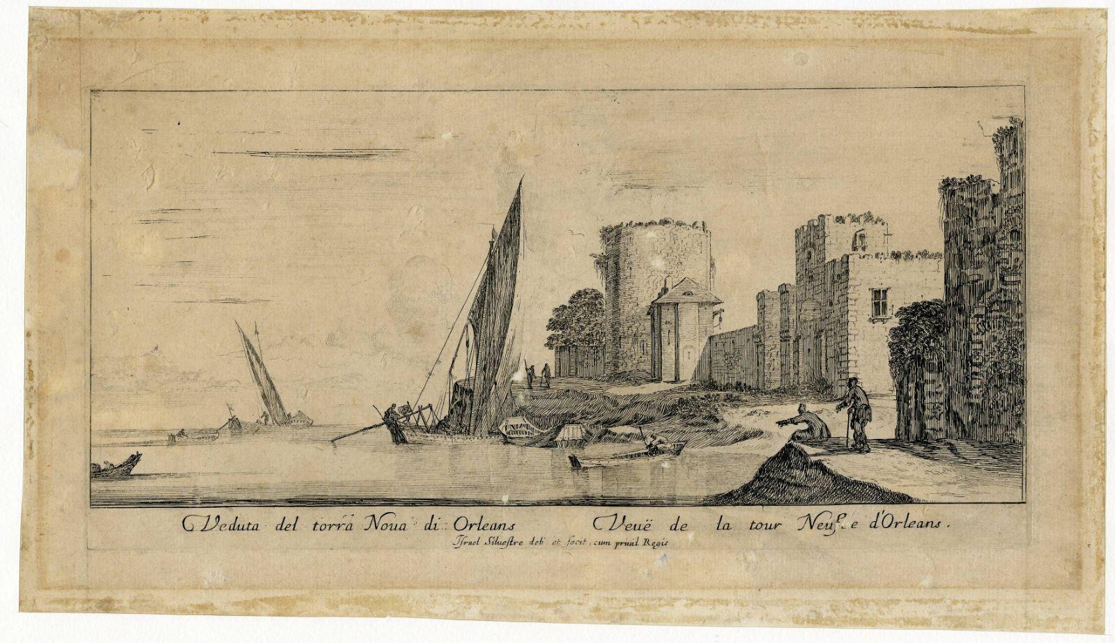 Veduta del torra Nova di Orleans (titre inscrit, italien) ;  Veuë de la tour Neufve d’Orleans (titre inscrit)