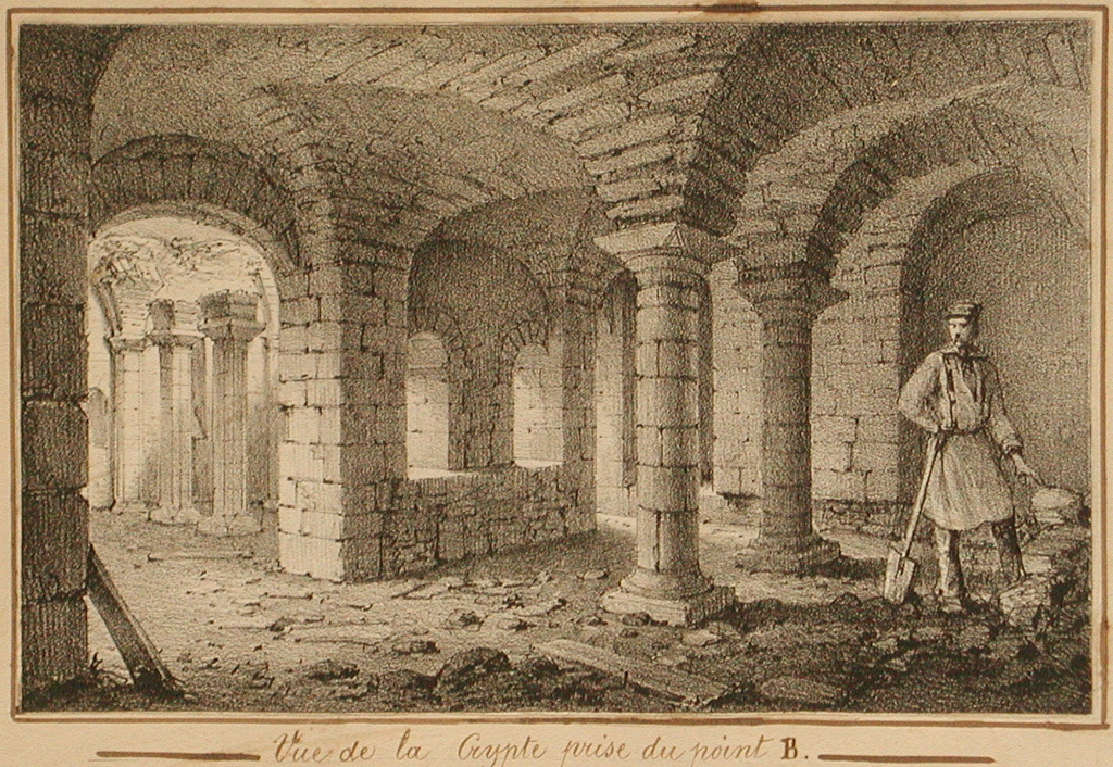 Crypte de l’église St Avit / découverte dans le jardin du Gd Séminaire / d’Orléans, en Novembre 1852. (titre inscrit)
