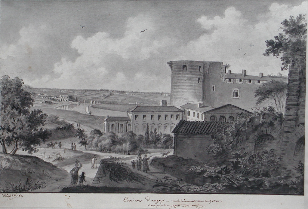 Environs d’angers. Vue de la beaumette, tour du Château. / Le tout prit du mon appartement au museum (titre inscrit)