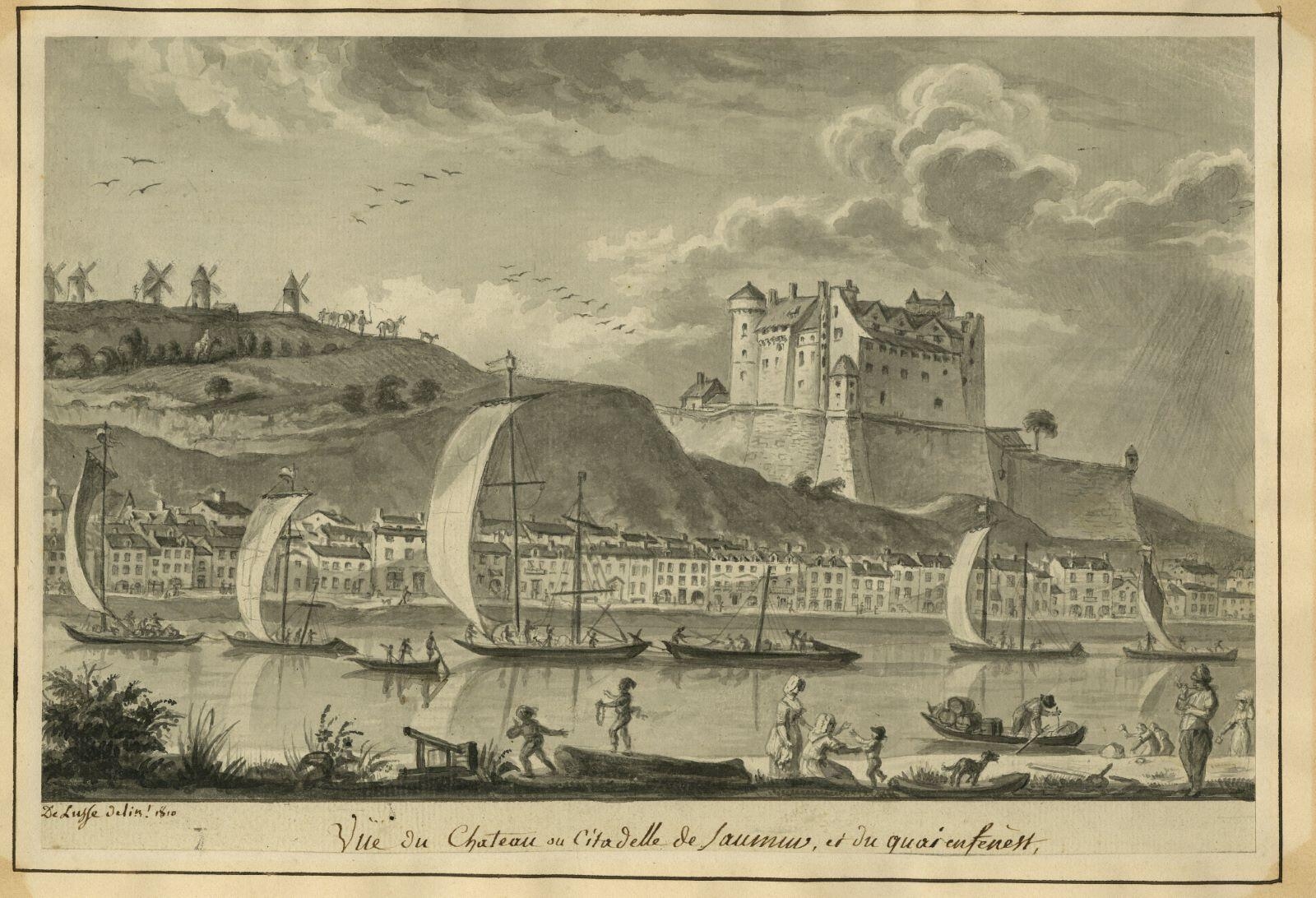 Vue du chateau ou Citadelle de Saumur, et du quai enfenèst (titre inscrit)