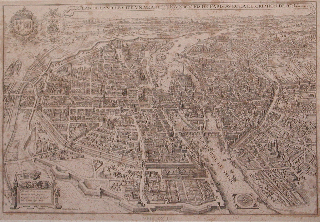 Le plan de la ville . cité . université et  faubourgs de Paris avec la description de son antiquité / et singularités / PARIS EN 1615 (titre inscrit)