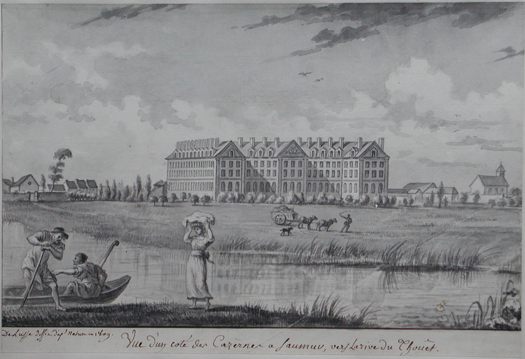 Vue d’un coté des Cazernes a saumur, vers La rive du Thouêt. (titre inscrit)