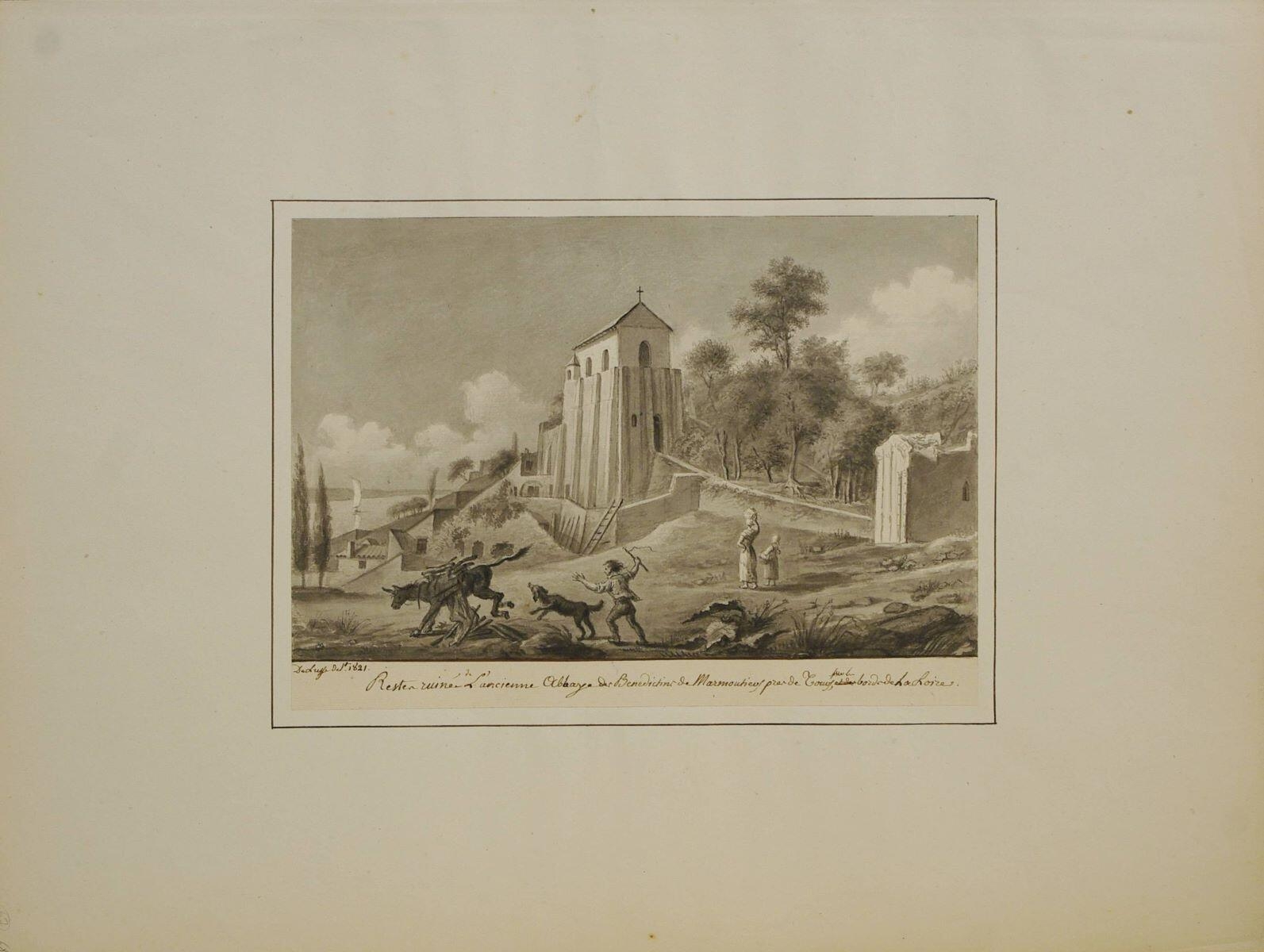 Restes ruinés de L’ancienne Abbaye des Benedictins de Marmoutiers près de Tours, sur les bords de la Loire (titre inscrit)