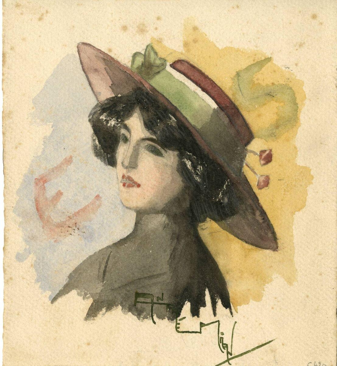 Tête de femme au chapeau (titre factice)