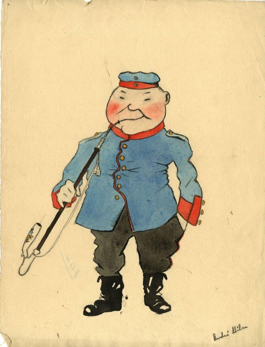 Soldat allemand fumant la pipe