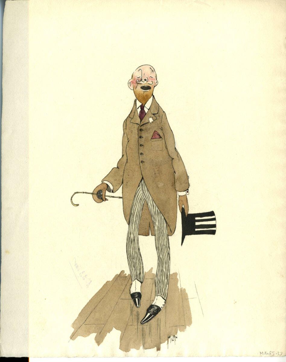 Caricature "L'homme à la jaquette marron"