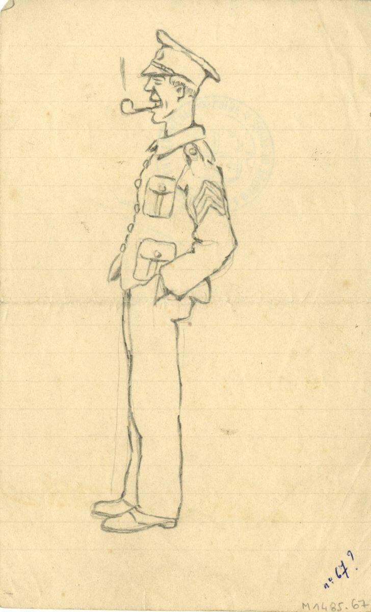 soldat anglais fumant sa pipe