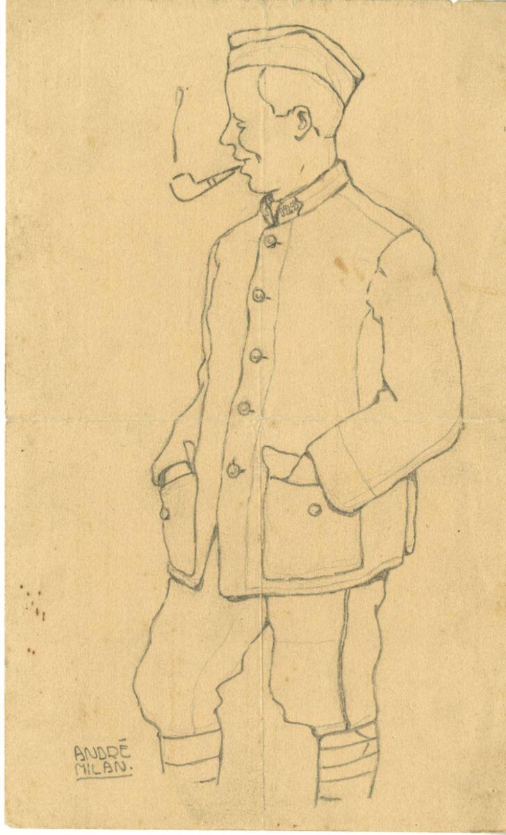 André Milan, autoportrait en uniforme (titre factice)