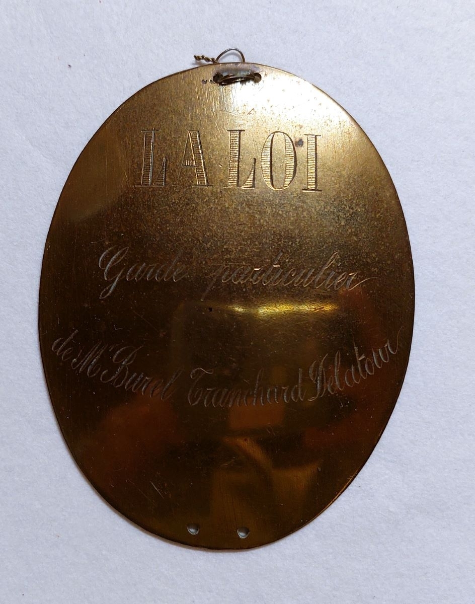 Garde particulier de M. Burel Tranchard Delatour (titre inscrit)