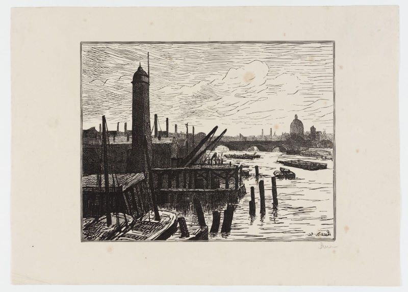 La Tamise à Westminster (dit aussi Londres, les docks et Saint-Paul)