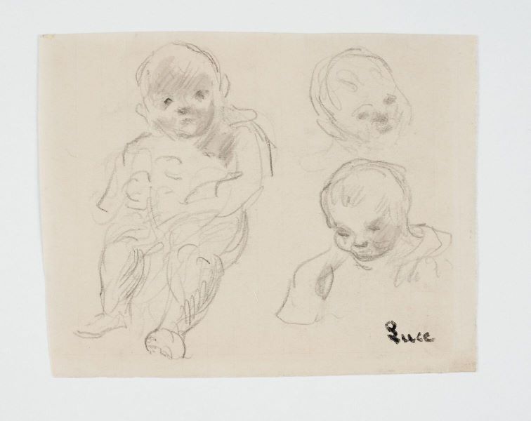 3 études de têtes d'enfants