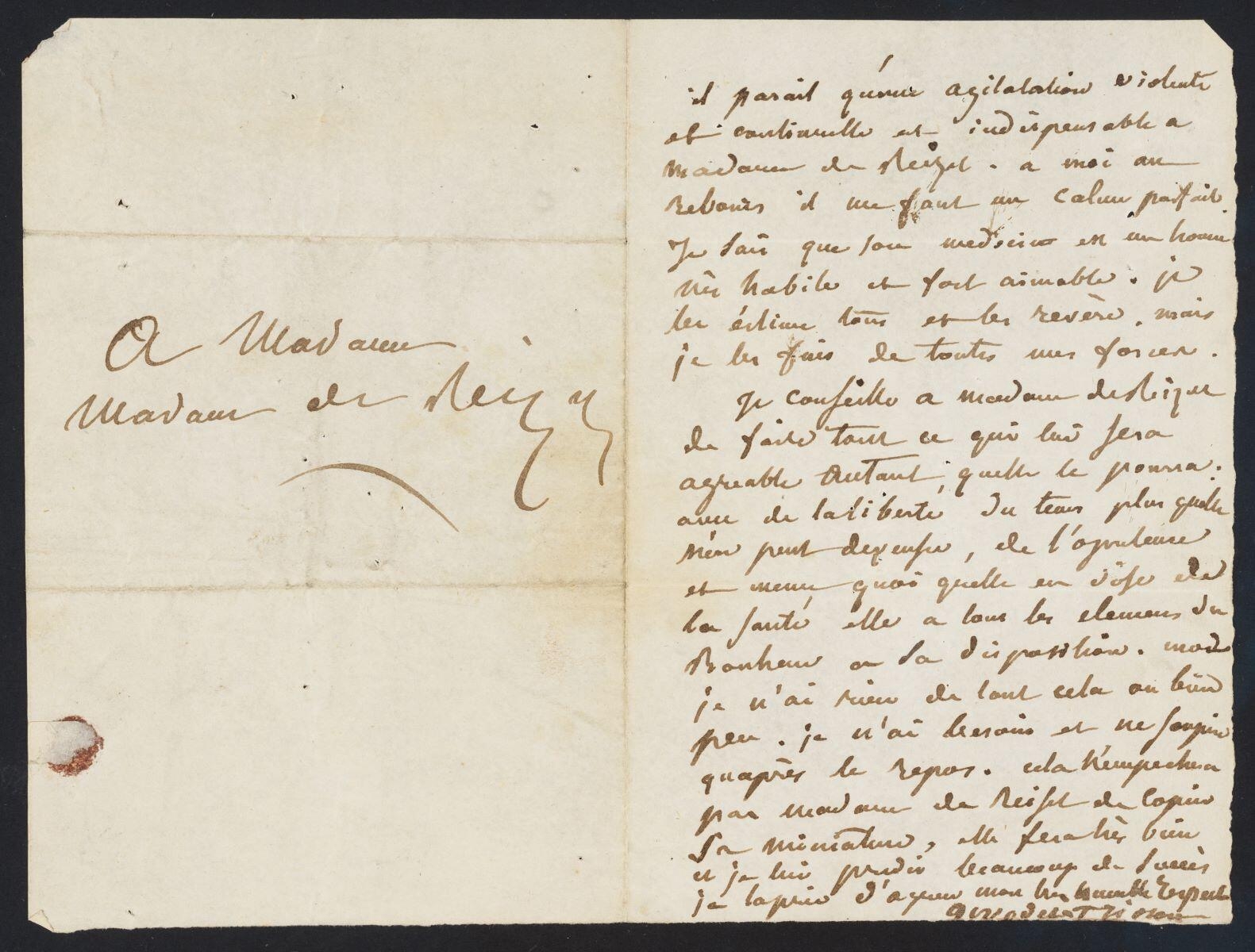 Billet à Mme Reiset