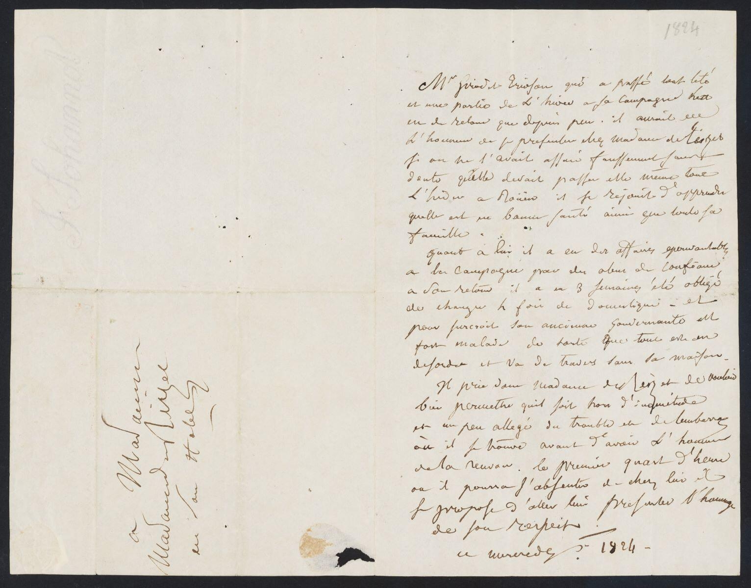 Billet à Mme Reiset 1824