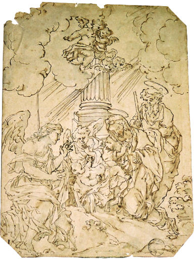 Adoration de l'enfant Jésus par des anges (titre factice)