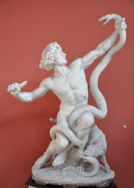 L'Age de pierre ; Homme combattant un serpent