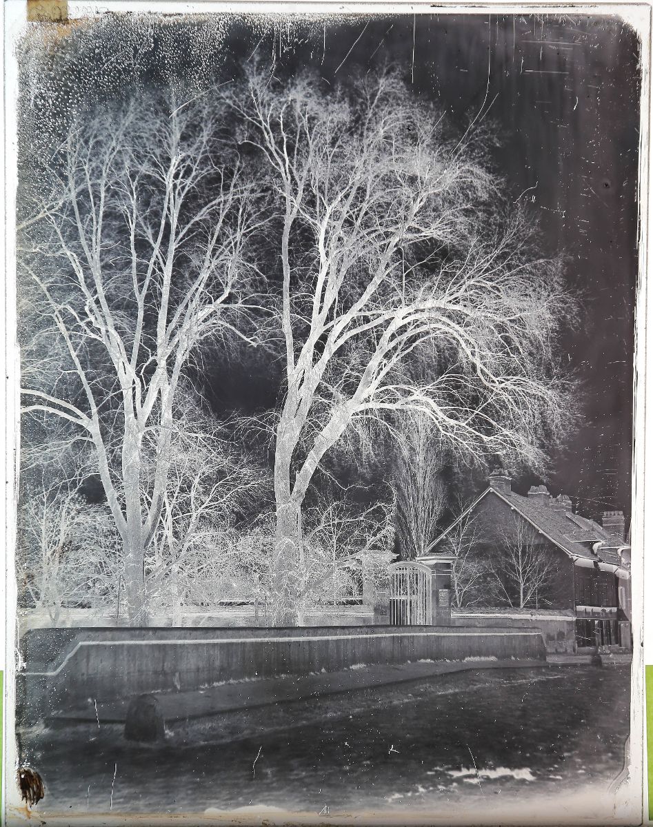 Troyes, arbres du pont Saint-Jacques et portail du cimetière Saint-Jacques