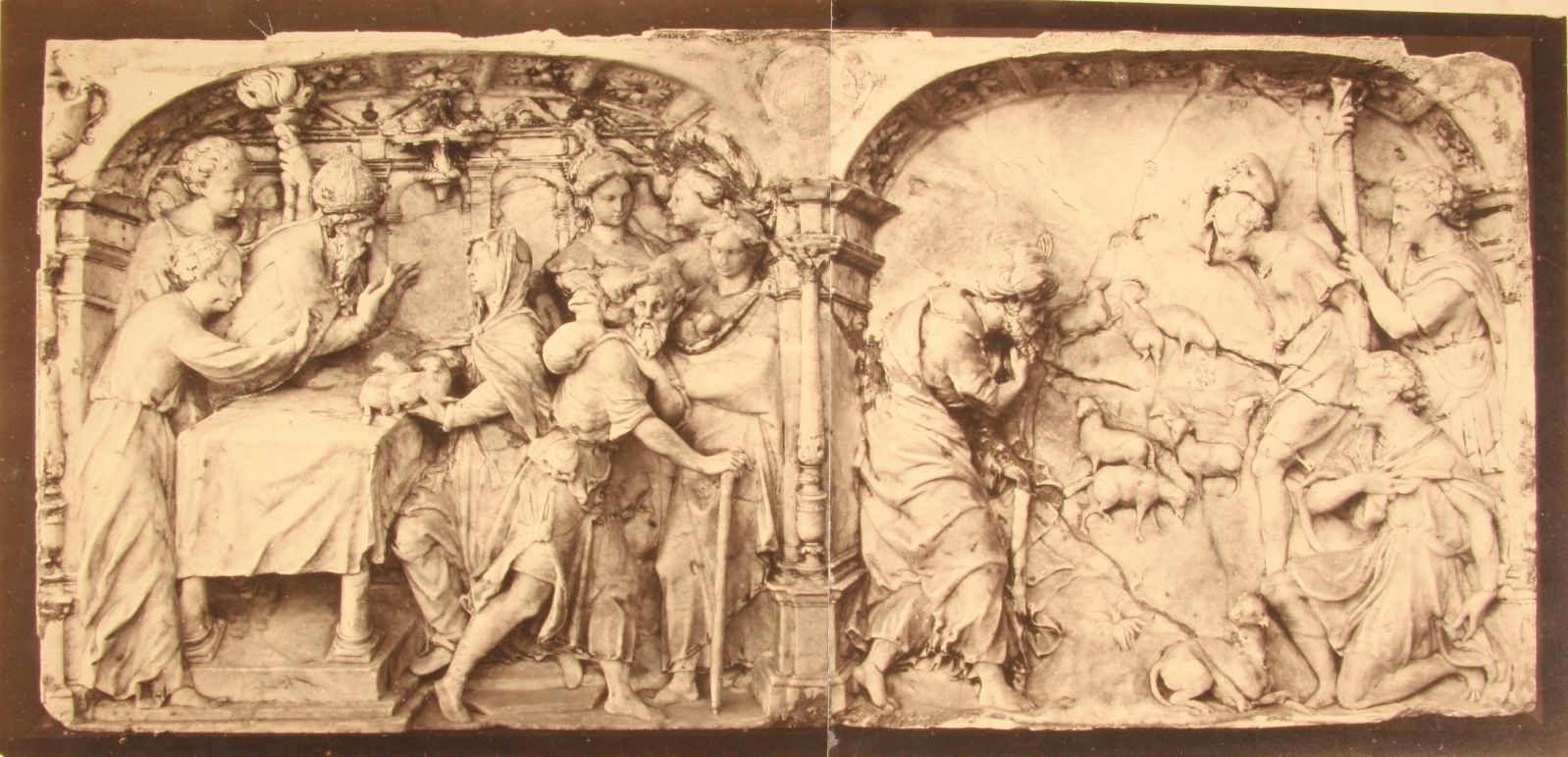 Larivour, abbaye : prédelle de retable : Scènes de la vie de saint Joachim par Jacques Juliot