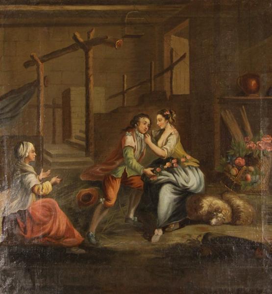 Scène galante dans une bergerie