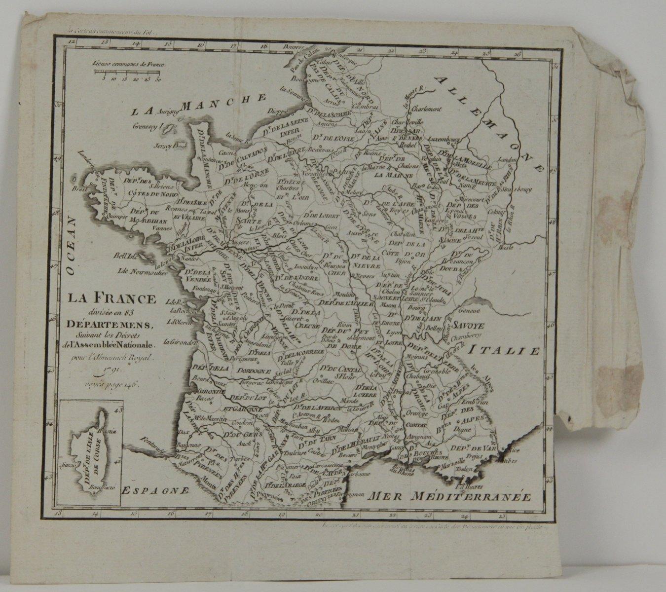 La France divisée en 83 départements