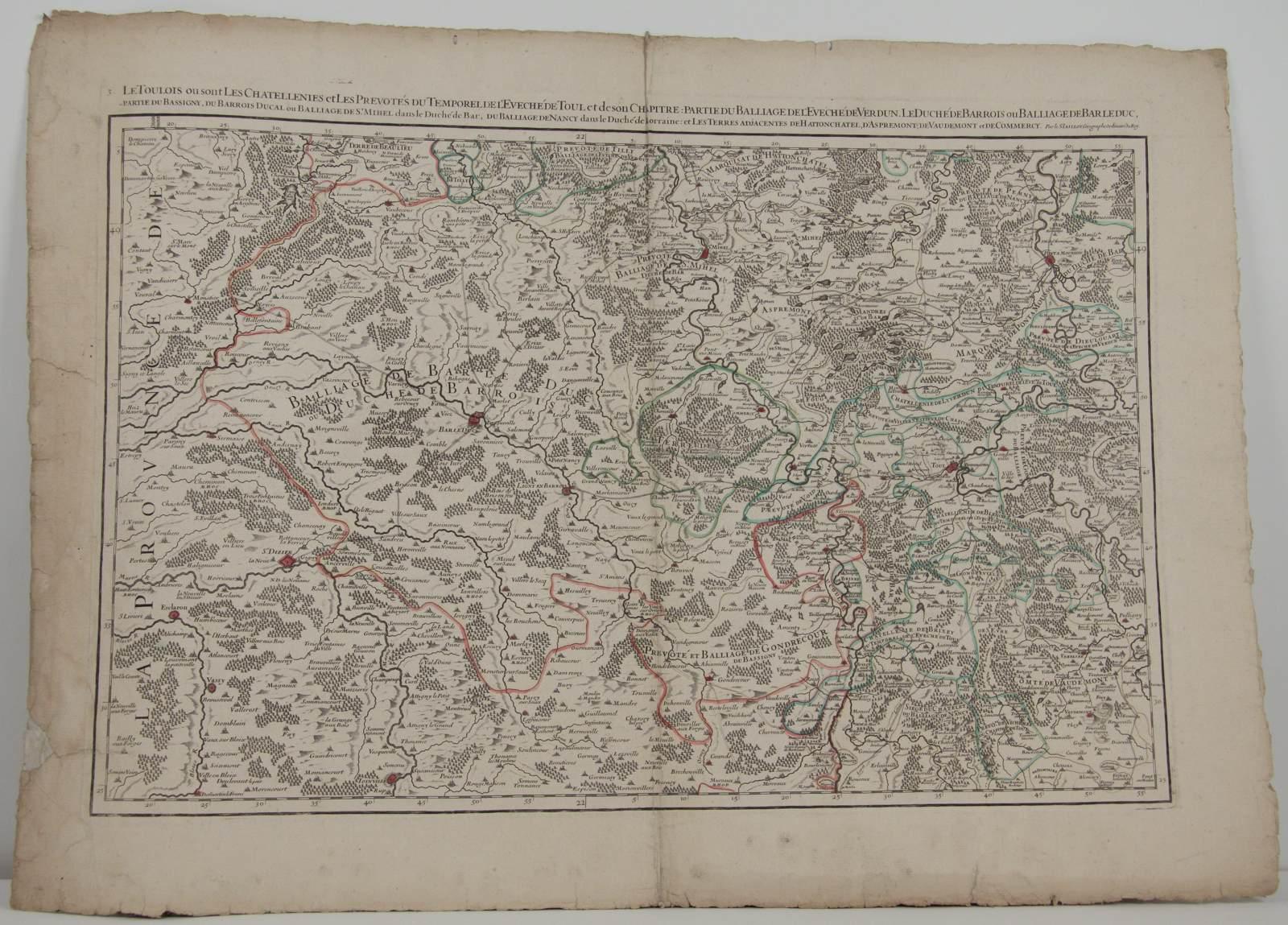 Carte de LeToulois avec les prévôtés de Toul, de Verdun et de Bar le Duc
