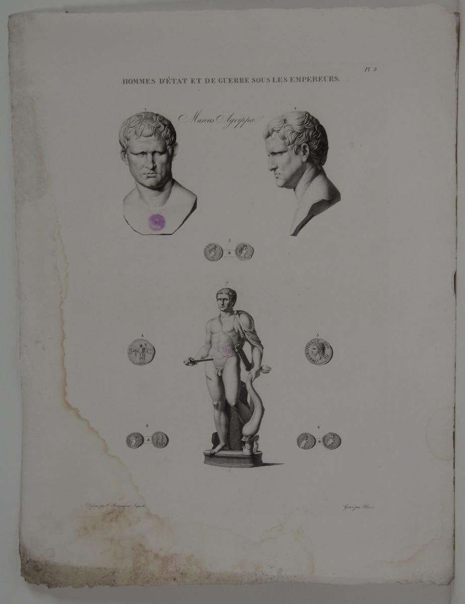 Planches de l'iconographie romaine (pl 08) : Hommes d'état et de guerre sous les empereurs : Marcus Agrippa