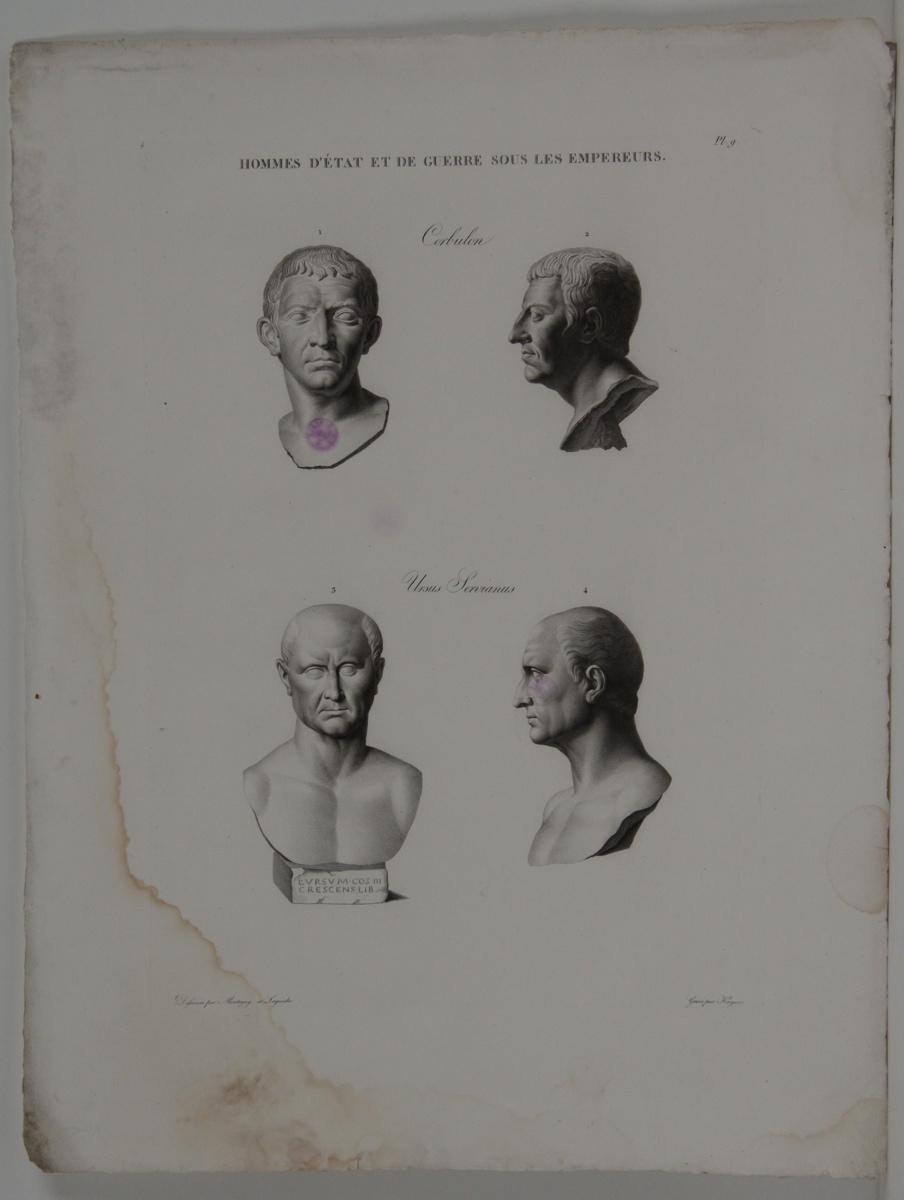 Planches de l'iconographie romaine (pl 09) : Hommes d'état et de guerre sous les empereurs : Corbulon, Ursus Servianus