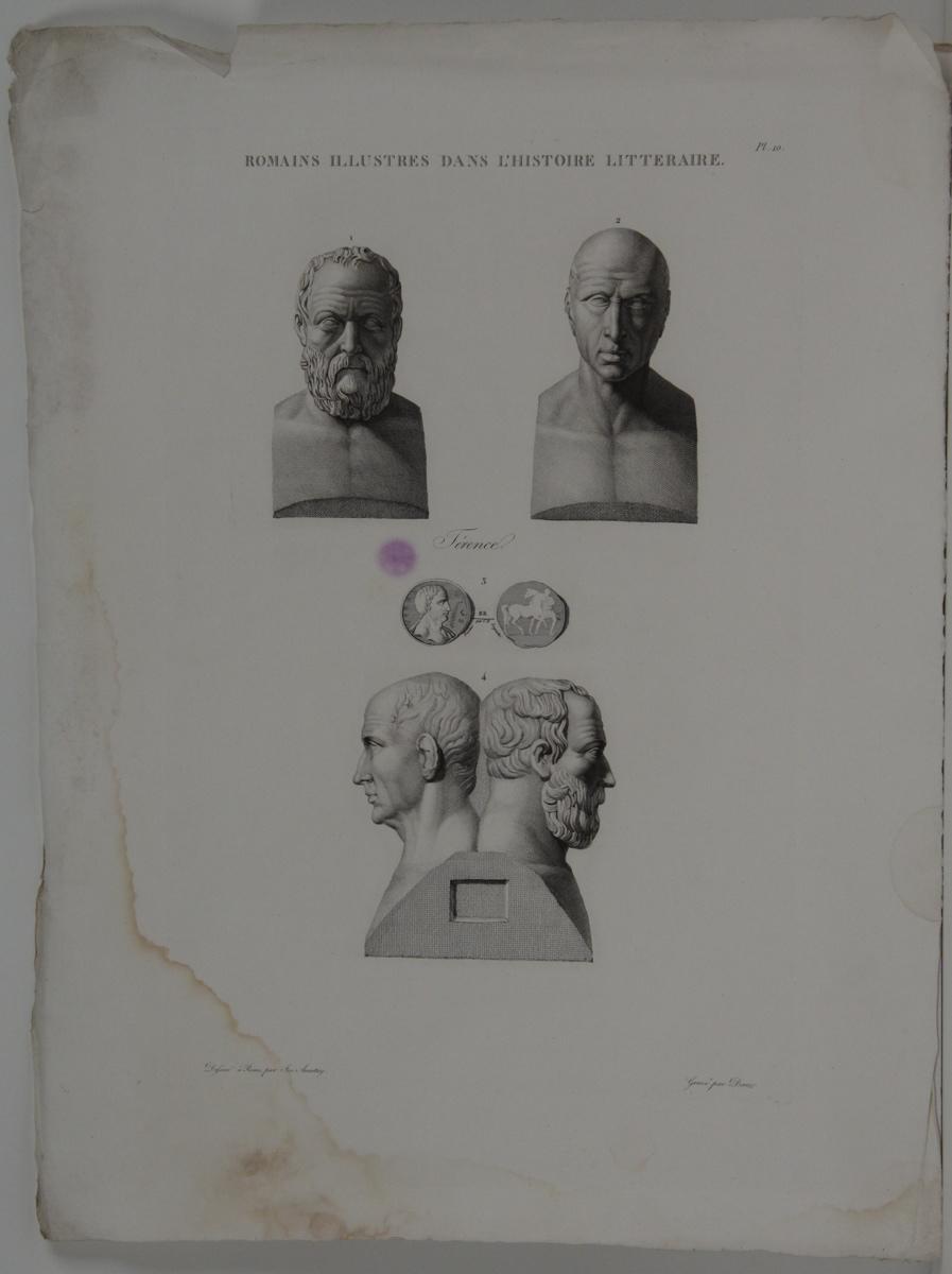 Planches de l'iconographie romaine (pl 10) : Hommes illustres dans l'histoire littéraire : Térence