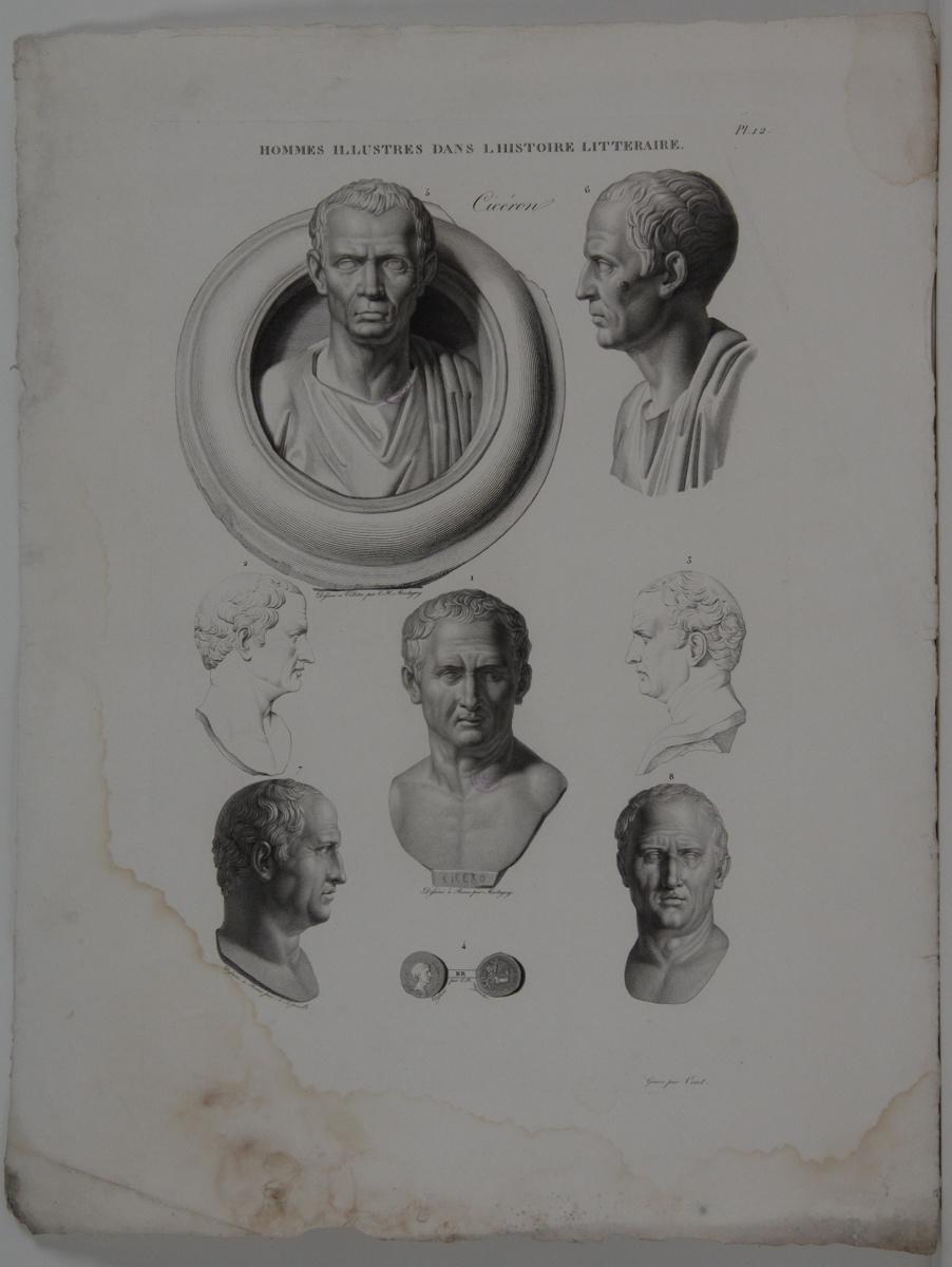 Planches de l'iconographie romaine (pl 12) : Hommes illustres dans l'histoire littéraire : Cicéron