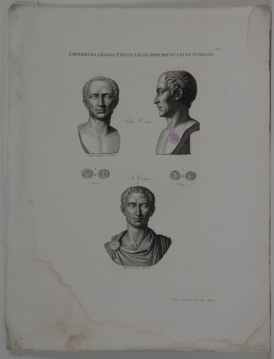 Planches de l'iconographie romaine (pl 17) : Empereurs, Césars, Tyrans, leurs épouses et leurs familles : Jules César