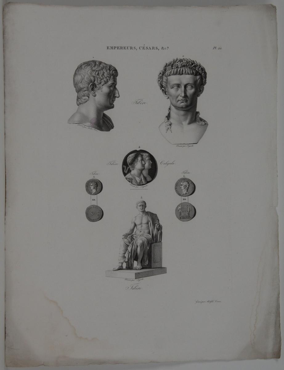 Planches de l'iconographie romaine (pl 22) : Empereurs, Césars, &Ca. : Tibère et Caligula