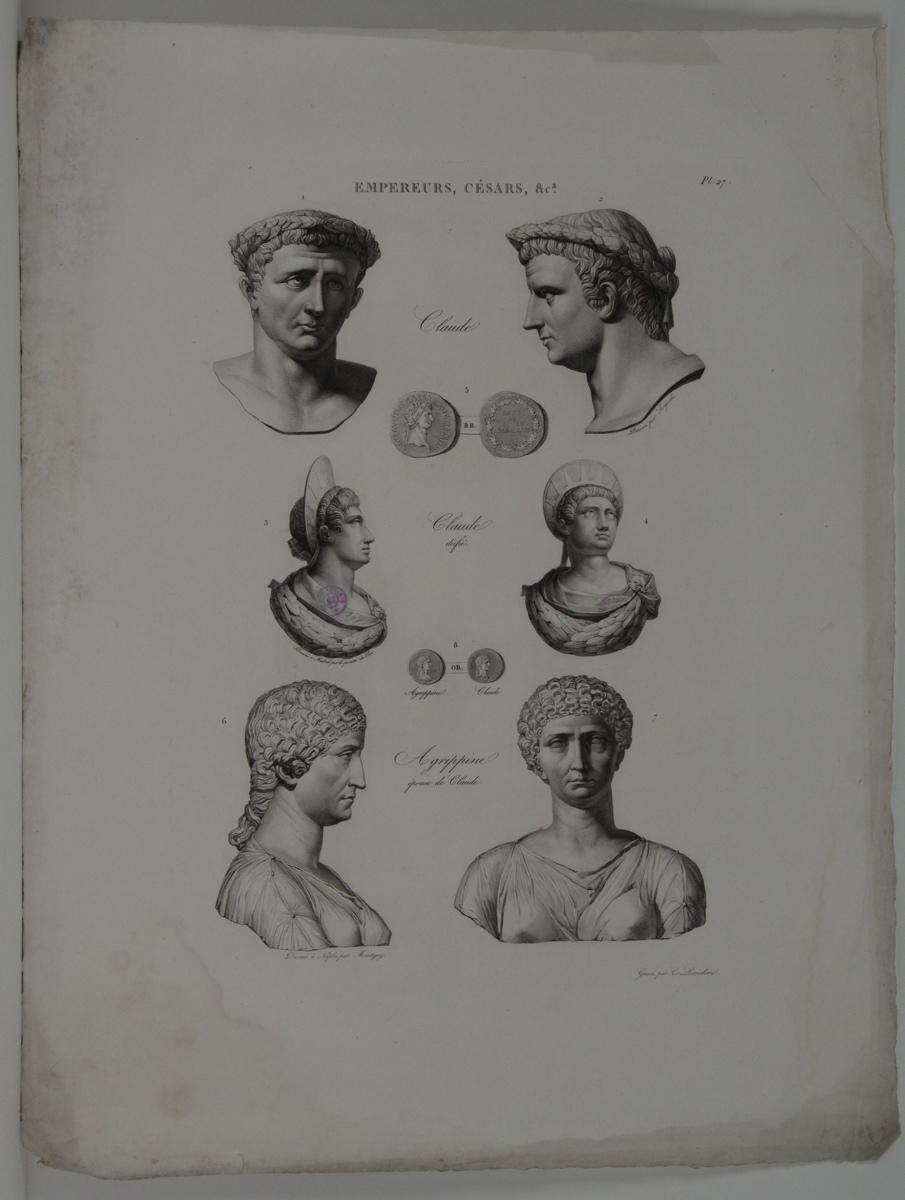Planches de l'iconographie romaine (pl 27) : Empereurs, Césars, &Ca. : Claude, Agrippine