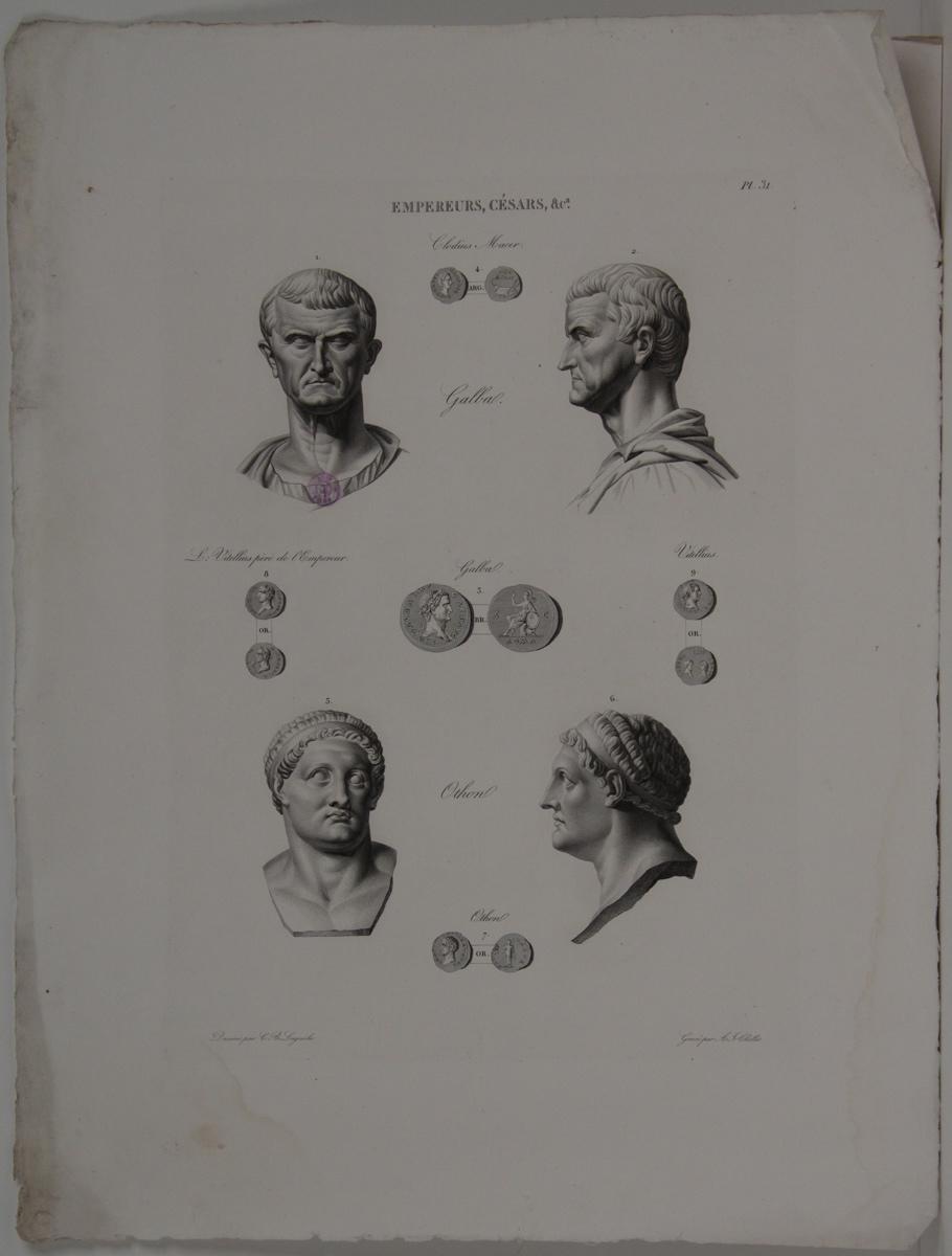 Planches de l'iconographie romaine (pl 31) : Empereurs, Césars, &Ca. : Clodius Macer, Othon