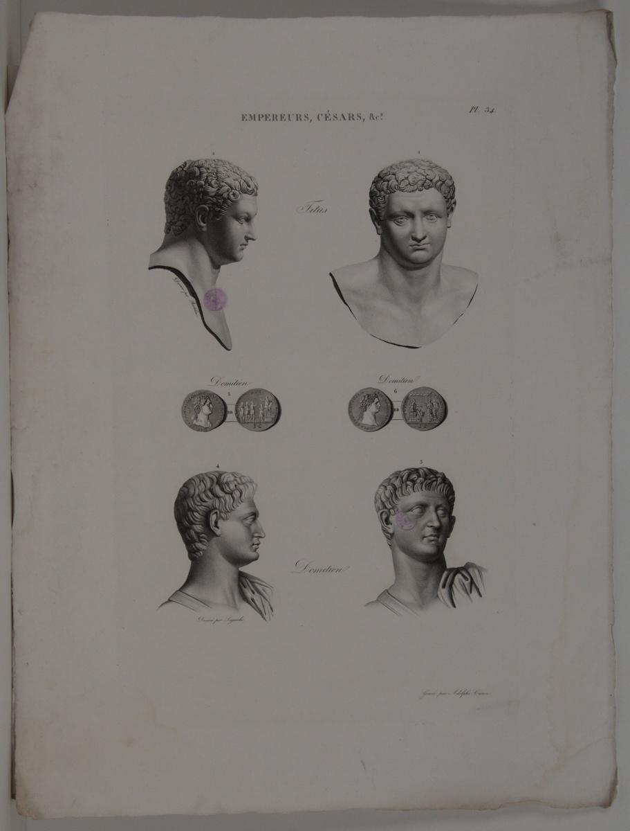 Planches de l'iconographie romaine (pl 34) : Empereurs, Césars, &Ca. : Titus, Domitien