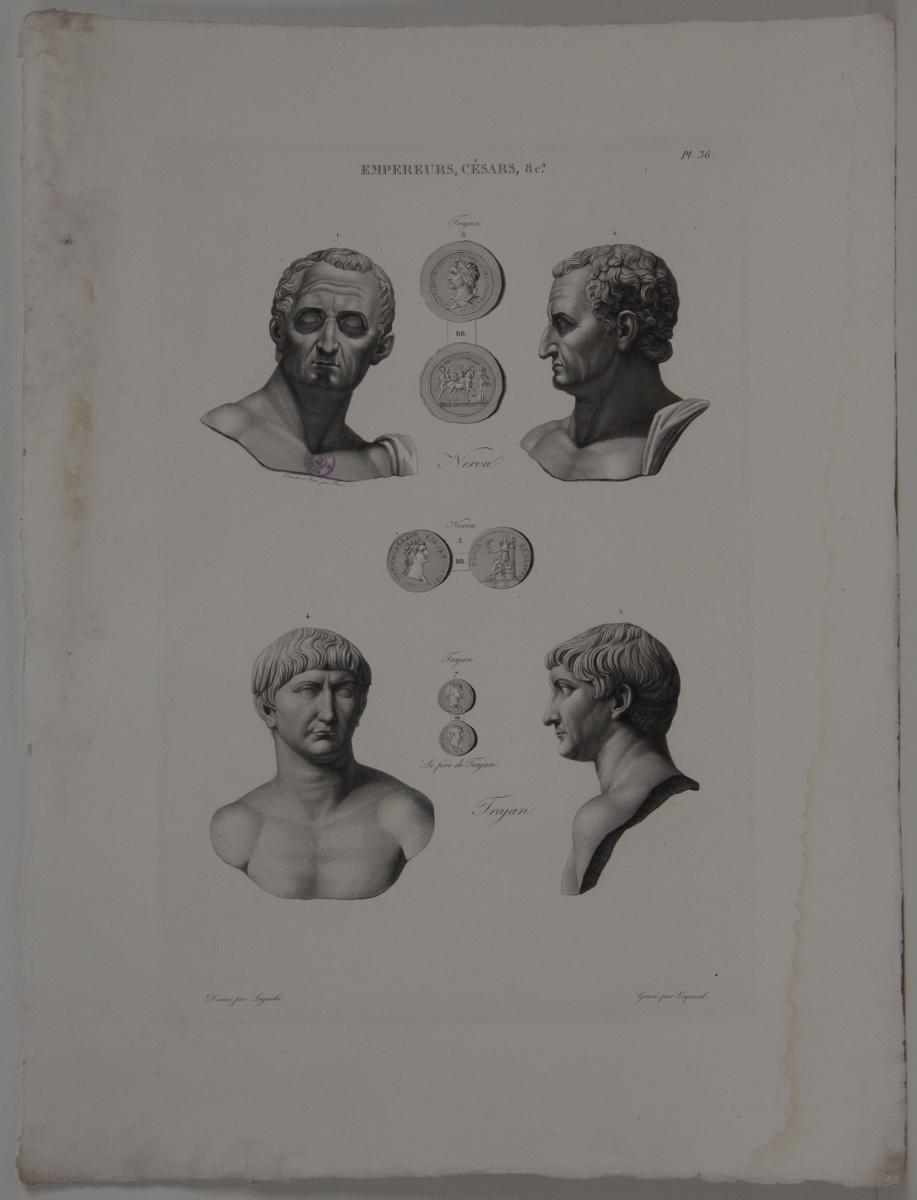 Planches de l'iconographie romaine (pl 36) : Empereurs, Césars, &Ca. : Nerva, Trajan