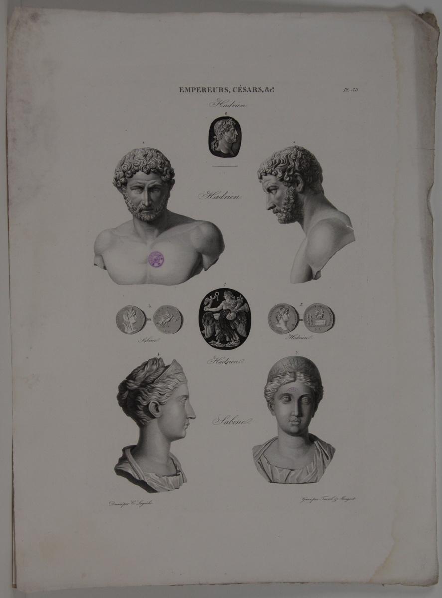 Planches de l'iconographie romaine (pl 38) : Empereurs, Césars, &Ca. : Hadrien, Sabine